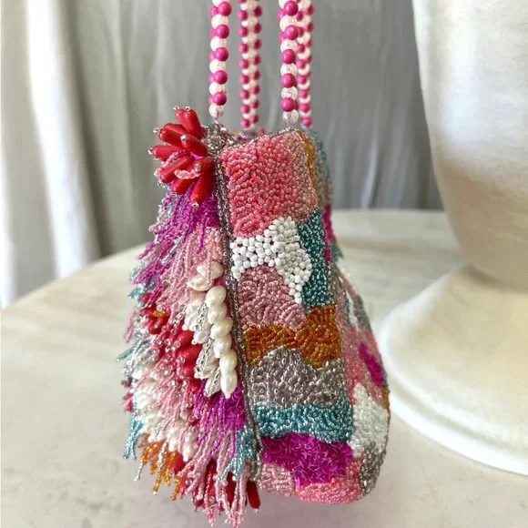 NWT! Handcrafted Colorful Beaded Shoulder Bag - Picture 6 of 6